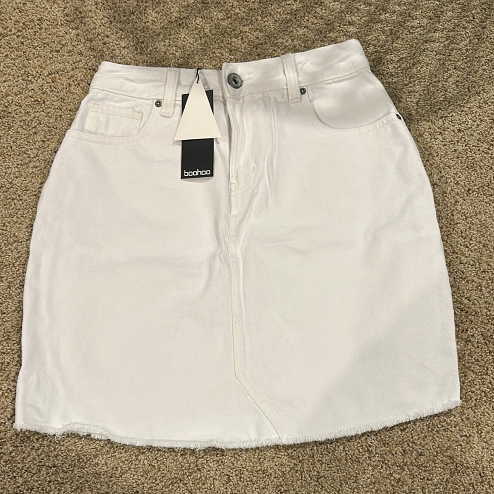 Boohoo White Denim Skirt